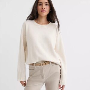 LOFT Relaxed Everyday Sweater Petite XXS Pearl Heather